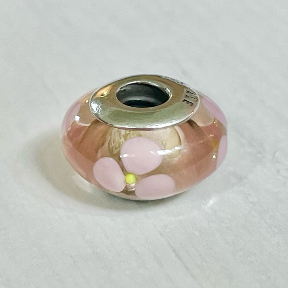 Pandora Pink Flowers / Floral Murano Charm - Picture 3 of 6